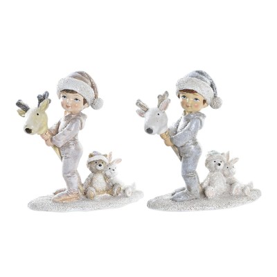 Décorations de Noël DKD Home Decor Résine Enfant (11 x 5,5 x 12 cm) (2 Unités)