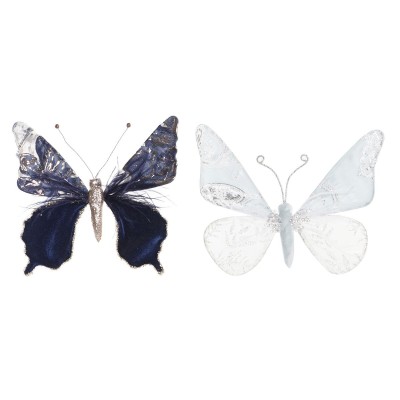 Christmas bauble DKD Home Decor Polyester Butterfly (2 Units) (23 x 3 x 19 cm)