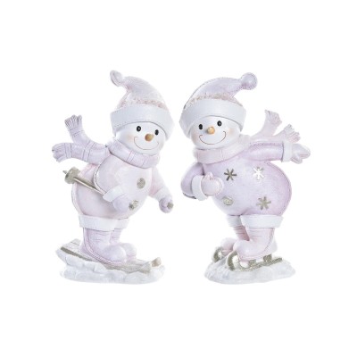Décorations de Noël DKD Home Decor Résine Bonhomme de Neige (15 x 13,5 x 24,5 cm) (2 Unités)