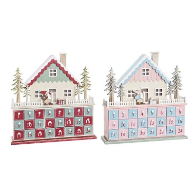 Advent Calendar DKD Home Decor Wood House (32 x 8 x 33 cm) (2 Units)