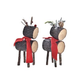 Decorative Figure DKD Home Decor Christmas Glitter Reindeer Birch (10 x 9 x 23 cm) (2 Units)