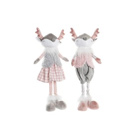 Decorative Figure DKD Home Decor Christmas Animal Polyester Deer (15 x 11 x 49 cm) (2 Units)