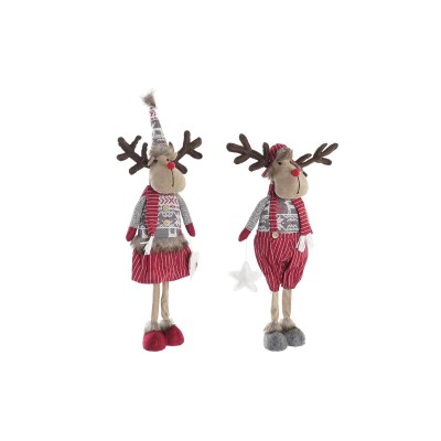 Decorative Figure DKD Home Decor Christmas Reindeer Polyester (20 x 10 x 58 cm) (2 Units)