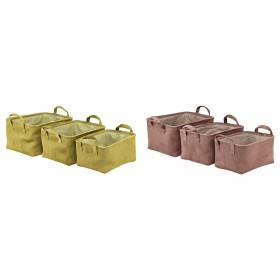 Basket set DKD Home Decor Mustard Terracotta 38 x 29 x 20 cm 3 Pieces (2 Units)