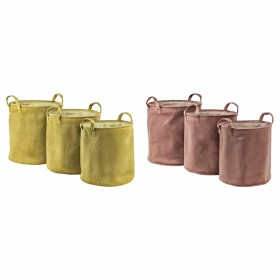 Basket set DKD Home Decor Mustard Terracotta 38 x 38 x 40 cm 3 Pieces (2 Units)