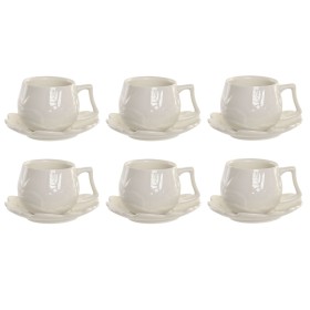 Set of 6 Cups with Plate Home ESPRIT White Porcelain 120 ml