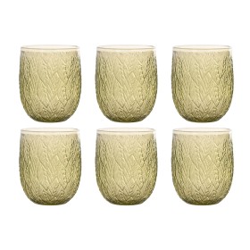 Set of glasses Home ESPRIT Green Crystal With relief 360 ml (6 Units)