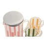 Jug and glasses set Home ESPRIT Yellow Green Coral Stainless steel Crystal Stripes Modern