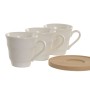 Jeu de 6 tasses avec plat Home ESPRIT Blanc Bambou Porcelaine 90 ml
