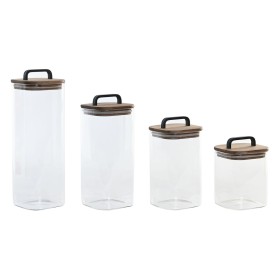 Set de 4 Boites Home ESPRIT Transparent Naturel 4 Pièces