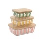 Lunch box Home ESPRIT Yellow Green Coral Crystal Borosilicate Glass Stripes Modern 1 L 660 ml