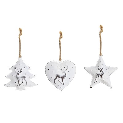 Christmas Decorations Set DKD Home Decor Metal (12 x 12 x 3 cm) (3 Units)