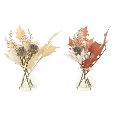 Plante décorative DKD Home Decor Verre Doré Marron Polyéthylène Blanc (6 x 6 x 27 cm) (2 Unités)