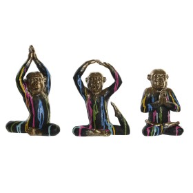 Decorative Figure DKD Home Decor Golden Resin Multicolour Monkey Modern (19 x 12 x 24,5 cm) (3 Units)