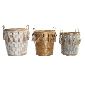 Basket set DKD Home Decor Multicolour Bamboo (3 Pieces)