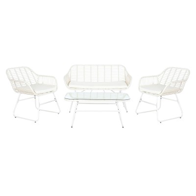 Meubles de jardin DKD Home Decor Blanc 124 x 74 x 84 cm (4 Pièces)
