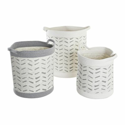 Basket set DKD Home Decor White Grey 35 x 35 x 40 cm 3 Pieces