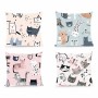 Cushion DKD Home Decor Polyester Multicolour Microfibre Cats (40 x 10 x 40 cm) (4 Units)