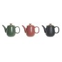 Teapot DKD Home Decor Green Pink Natural Dark grey Rubber wood Stoneware 1 L (3 Units)