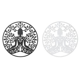 Wall Decoration DKD Home Decor 100 x 1 x 100 cm Black Buddha White Oriental (2 Units)