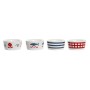Appetizer Set DKD Home Decor 19,7 x 19,7 x 1 cm Natural Red Blue White Stoneware Mediterranean Houses