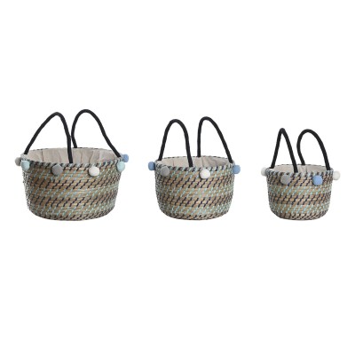 Set de basket DKD Home Decor Pompons 43 x 43 x 43 cm