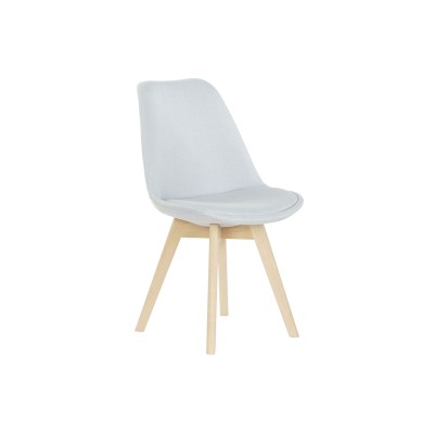 Chaise DKD Home Decor Bleu Beige Polyester Mousse Bois de hêtre 48 x 56 x 83 cm