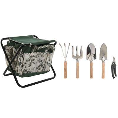 Garden tool kit Home ESPRIT White Green Polyester Aluminium 7 Pieces