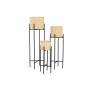 Set of Planters Home ESPRIT Black Natural Metal Bamboo 31 x 31 x 103 cm (3 Pieces)