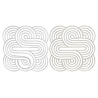 Décoration murale DKD Home Decor Doré Argenté Abstrait Oriental 61 x 1 x 61 cm (2 Unités)