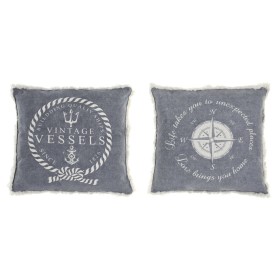 Coussin DKD Home Decor Bleu Blanc Frange méditerranéen Marin 45 x 10 x 45 cm (2 Unités)
