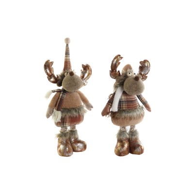 Décorations de Noël DKD Home Decor Marron Renne 18 x 17 x 48 cm (2 Unités)