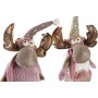 Décorations de Noël DKD Home Decor Blanc Rose Doré Renne 15 x 17 x 50 cm (2 Unités)