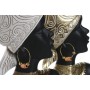 Figurine Décorative Home ESPRIT Blanc Noir Doré Africaine 22 x 11 x 37 cm (2 Unités)