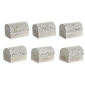 Boîte à bijoux DKD Home Decor Blanc Doré Aluminium Bois de manguier 7,5 x 5,3 x 5,3 cm (6 Unités)