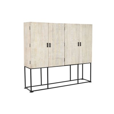 Armoire Home ESPRIT Blanc Noir Métal Bois de manguier 180 x 40 x 160 cm