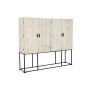 Cupboard Home ESPRIT White Black Metal Mango wood 180 x 40 x 160 cm