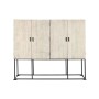 Cupboard Home ESPRIT White Black Metal Mango wood 180 x 40 x 160 cm