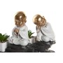 Decorative Figure DKD Home Decor Black Golden White Resin Monk Oriental (21 x 7,5 x 25 cm) (2 Units)