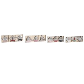 Hanging decoration DKD Home Decor Red Pink Wood 23 x 1,5 x 9 cm (6 Pieces) (4 Units)