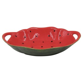 Bol pour Apéritifs Home ESPRIT Rouge Vert Grès Pastèque 30 x 19,5 x 7,5 cm