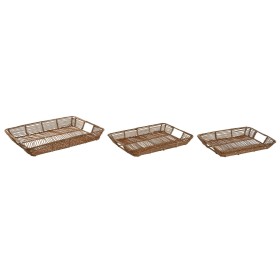 Set of trays Home ESPRIT Natural Metal 44 x 32 x 6 cm (3 Units)
