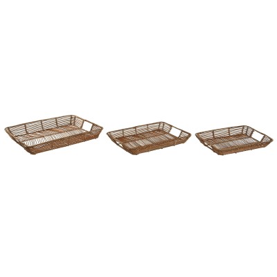 Jeux de plateaux Home ESPRIT Naturel Métal 44 x 32 x 6 cm (3 Unités)