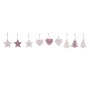 Hanging decoration DKD Home Decor Pink Light Pink Wood 6,5 x 1 x 6,5 cm (9 Pieces) (3 Units)
