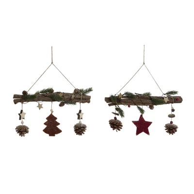 Hanging decoration DKD Home Decor Multicolour PVC Wood 47 x 6 x 39 cm (2 Units)