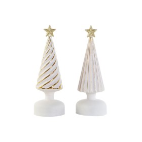 Christmas bauble DKD Home Decor White Golden 9 x 9 x 25 cm (2 Units)