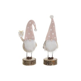 Christmas bauble DKD Home Decor Natural Light Pink Gnome 10 x 8 x 23,5 cm (2 Units)
