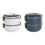 Lunch box DKD Home Decor Blue White Dark grey Stainless steel polypropylene 1,5 L (2 Units)
