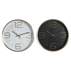 Horloge Murale DKD Home Decor Blanc Noir Doré Aluminium Ø 25 cm 25 x 4 x 25 cm (2 Unités)