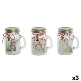 Candle DKD Home Decor White Golden Christmas 8 x 5 x 9 cm (3 Units)